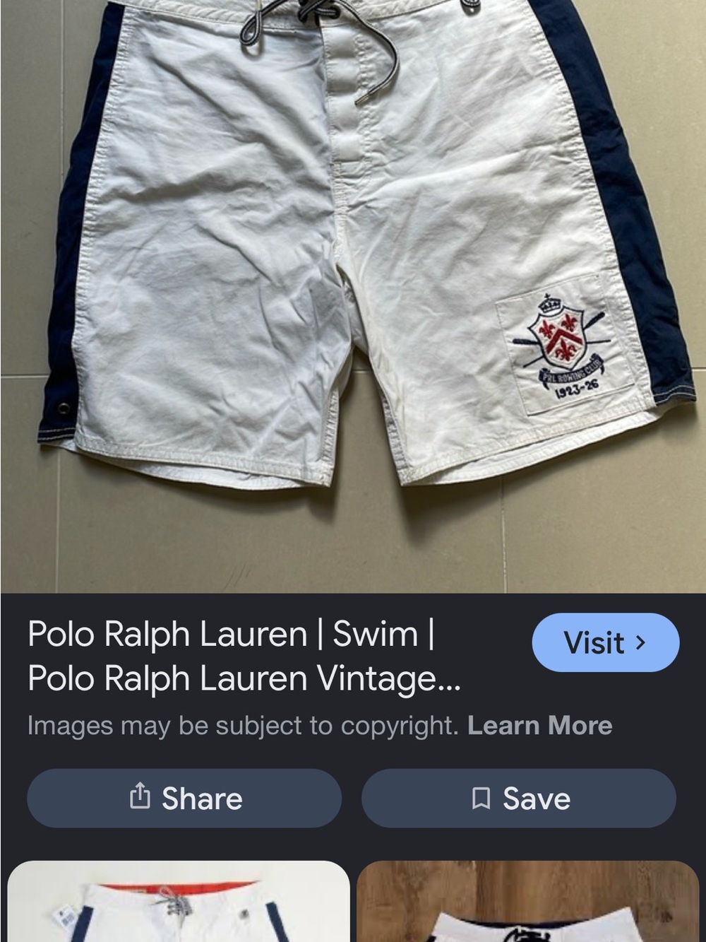 Ralph Lauren White Shorts with Navy and Red Embroidered Crest